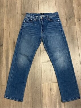 MOTHER Men's Blue Straight Jeans with Subtle Fading